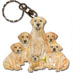 Yellow Labrador Wooden Dog Breed Keychain Key Ring