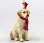 Yellow Labrador Dog Christmas Ornament Scarf Figurine