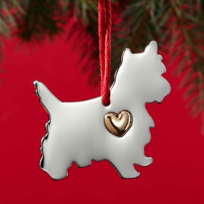 Yorkie Holiday Ornament & Collar Charm Set