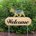Yorkie Outdoor Welcome Garden Sign - Puppy Cut - Brown & Gray in Color